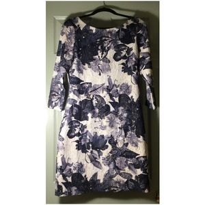 Midi Floral Print Dress With Metallic Shimmer - image 1